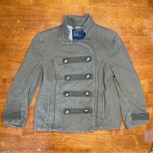 Women’s American Eagle Cropped Army Green Double Breasted Military Jacket